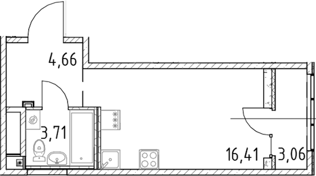Квартира студия 24.78 м², 7/23 эт., ЖК «Город Первых»